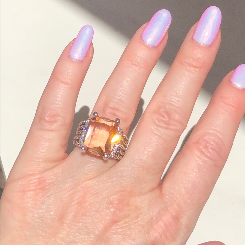 Morganite & Diamond Large Silver Wheaton Ring - Picture 4 of 7